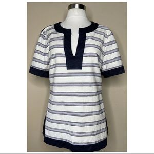 Tory Burch Navy and White Striped Top